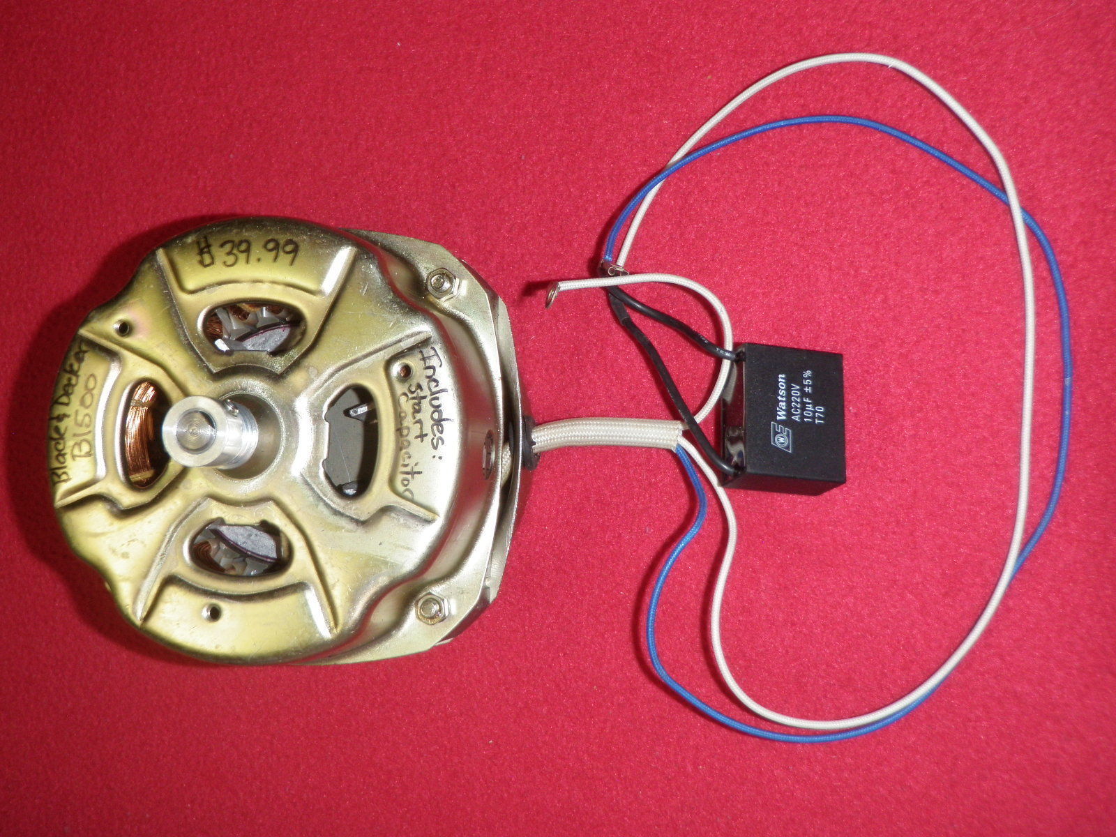 Black and Decker Bread Maker Machine Motor With Start Capacitor Model