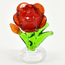 Handmade Red Rose Flower Tiny Miniature Micro Mini Lampworking Glass Figurine