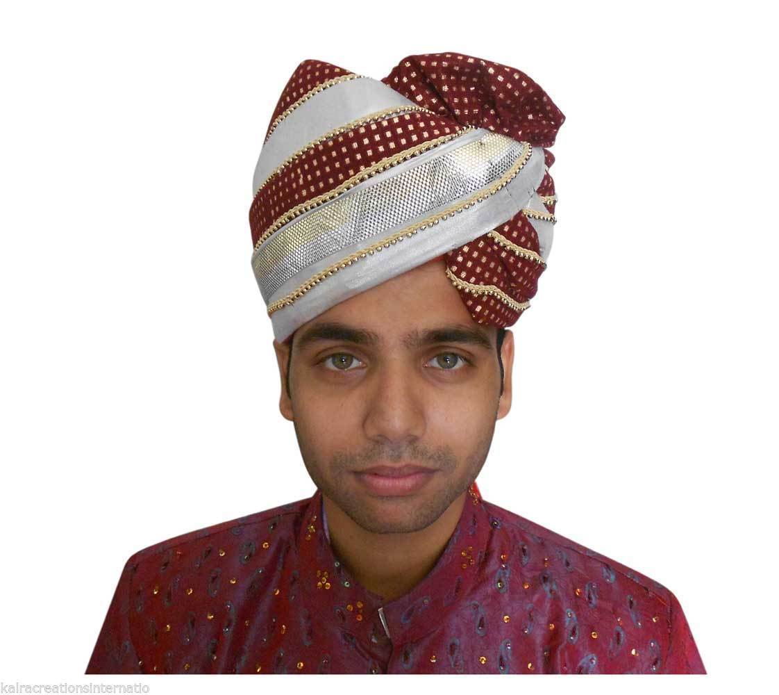 Men Hat Indian Handmade Wedding Top Hats Sherwani Groom Pagri Turban Pag Medium Men's Accessories