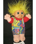Russ Troll Yellow Hair Blue Eyes Soft Plush Doll figure Multi color over... - $14.24