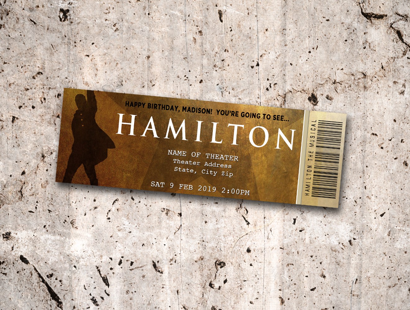 hamilton the musical collectible theater ticket invitations