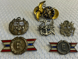 Marked SS .925 Medical US Naval Army Quartermaster VFW Auxiliary Lapel Pins - $69.95