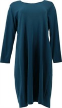 Lands&#39; End Supima Cotton Long Sleeve Midcalf Nightgown Aegean Sea PM NEW... - $62.35