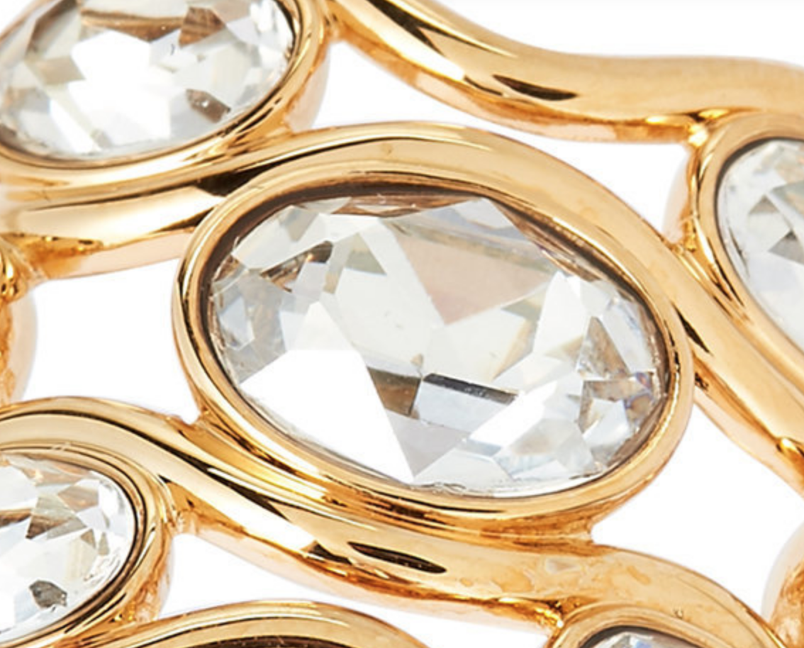 Swarovski Crystal FRAGMENT Yellow Gold Wide Band Ring 55/M/7 Sold Out