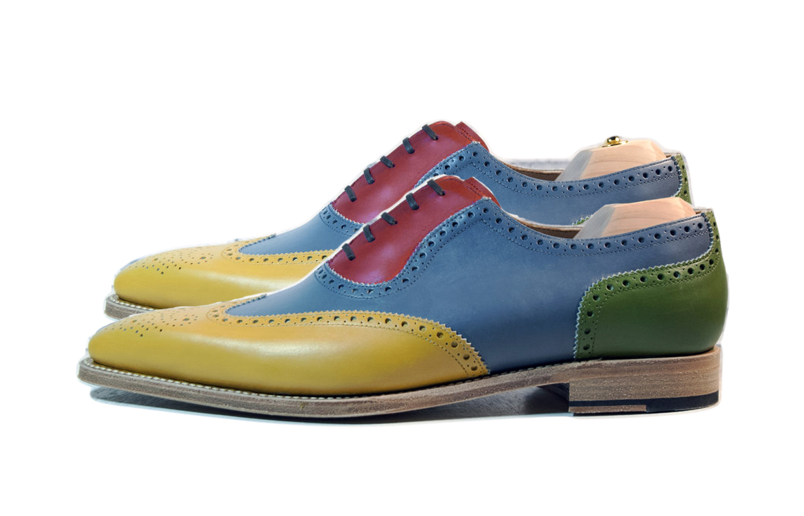 multi colored wingtip shoes