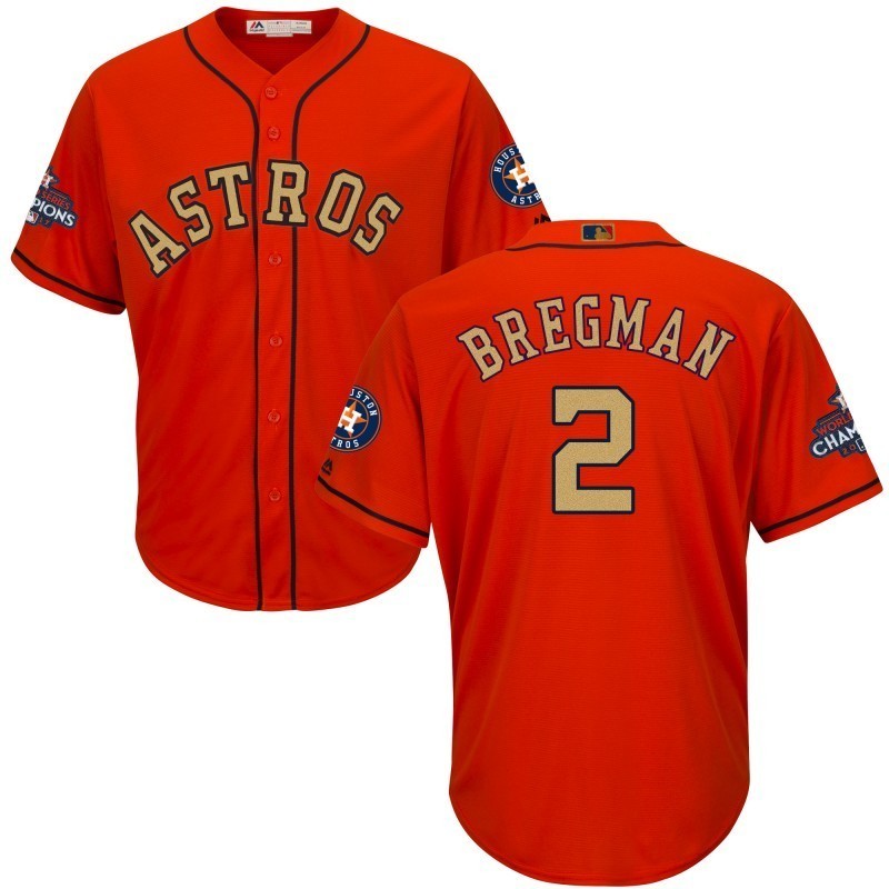 Men Houston Astros 2 Alex Bregman Jersey Sewn on Champions Gold