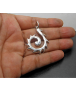 Silver Spiral Fire Flame Pendant, Sacred Symbolic Pendant, Unisex Jewelr... - $66.99