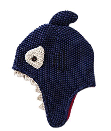Warm Hat Knitted Hat Plus Velvet Ear Protection Hat Shark Pattern