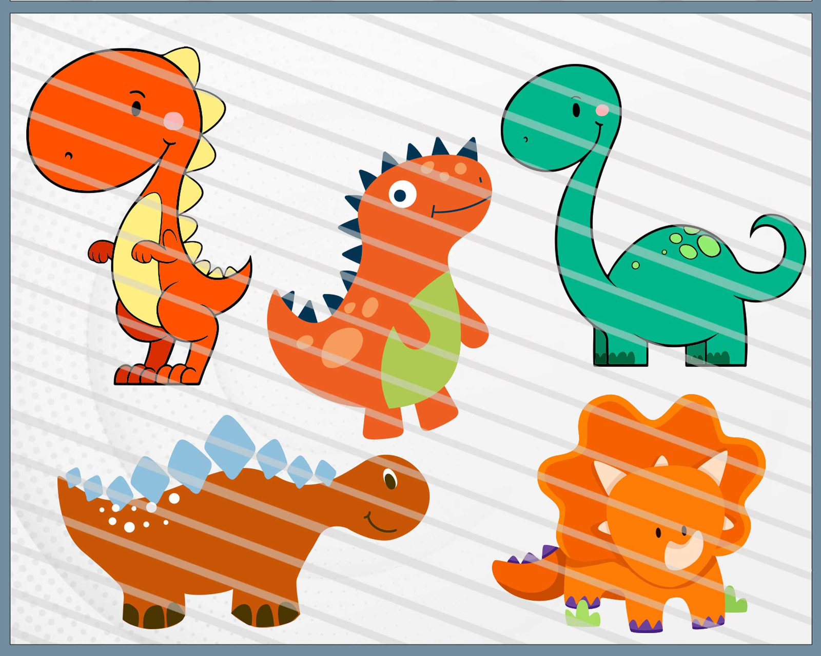 Dinosaur Svg Bundle, Cute Baby Dinosaur Svg, Dinosaur Clipart, Cute ...