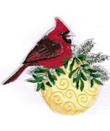 Cardinal Ornament Iron On Patch, Christmas Ornaments Patch Handmade Embr... - £14.93 GBP