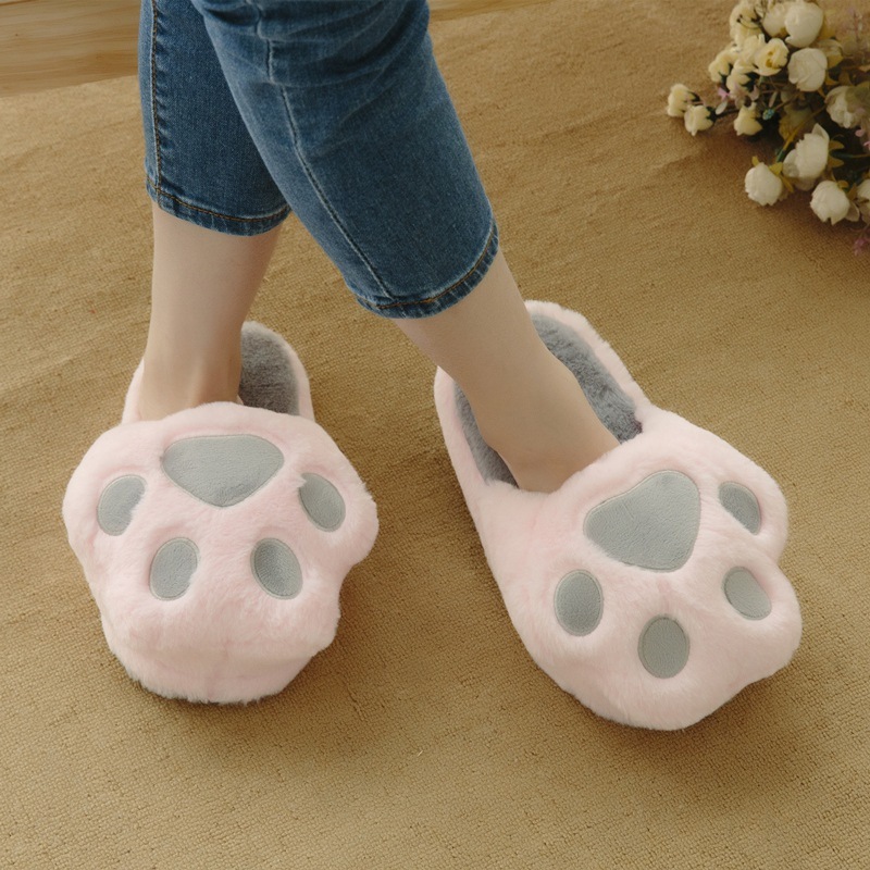 Cat Paw Slippers Animal Theme, with a Cat Paw Key Chain as Gift For