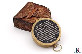 NauticalMart Vintage Brass Puss Button Pocket Compass with Handmade Leather Case