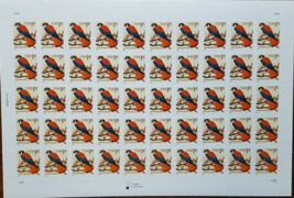 American Kestrel 1999 (USPS) STAMP SHEET 1 Cent 50 STAMPS - $2.95