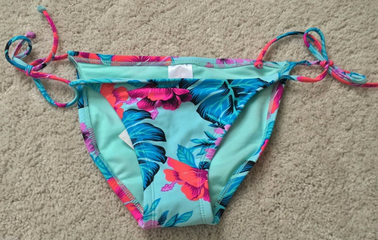 NWT XHILARATION Blue Pink Floral Print Bikini Bottom Swim Swimwear ...