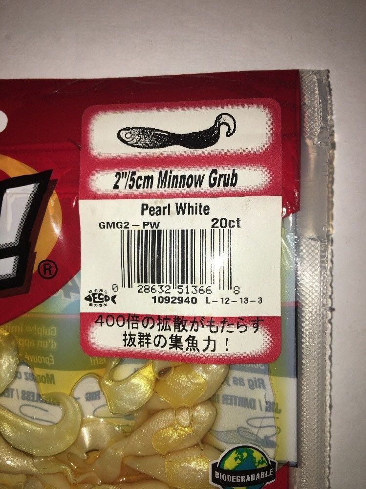 BERKLEY GULP - Pearl White 20//Ct Pack 2/" Minnow Grub