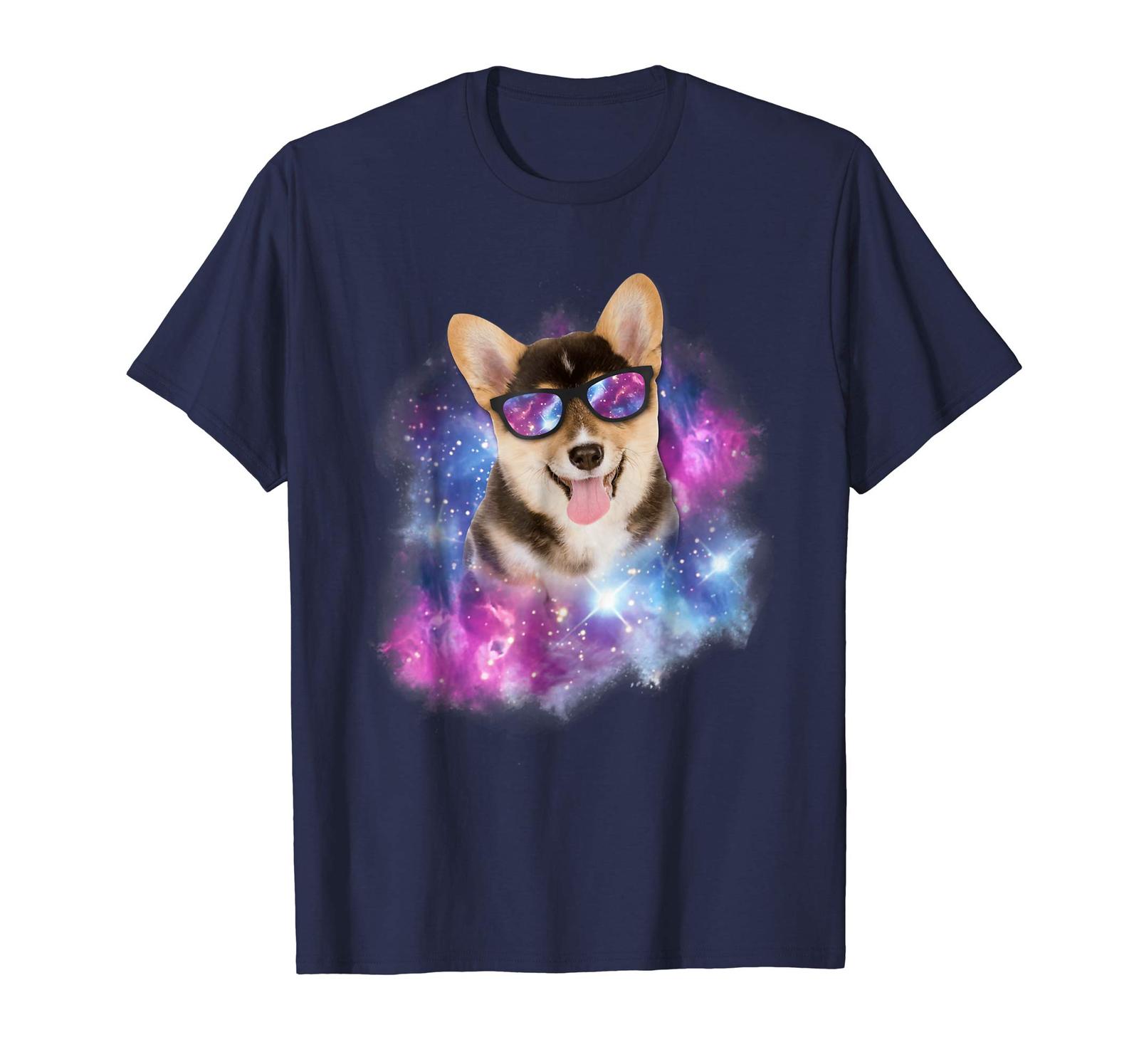 New Style - Funny Corgi in Outer Space Sparkle Galaxy Glasses Dog Shirt ...