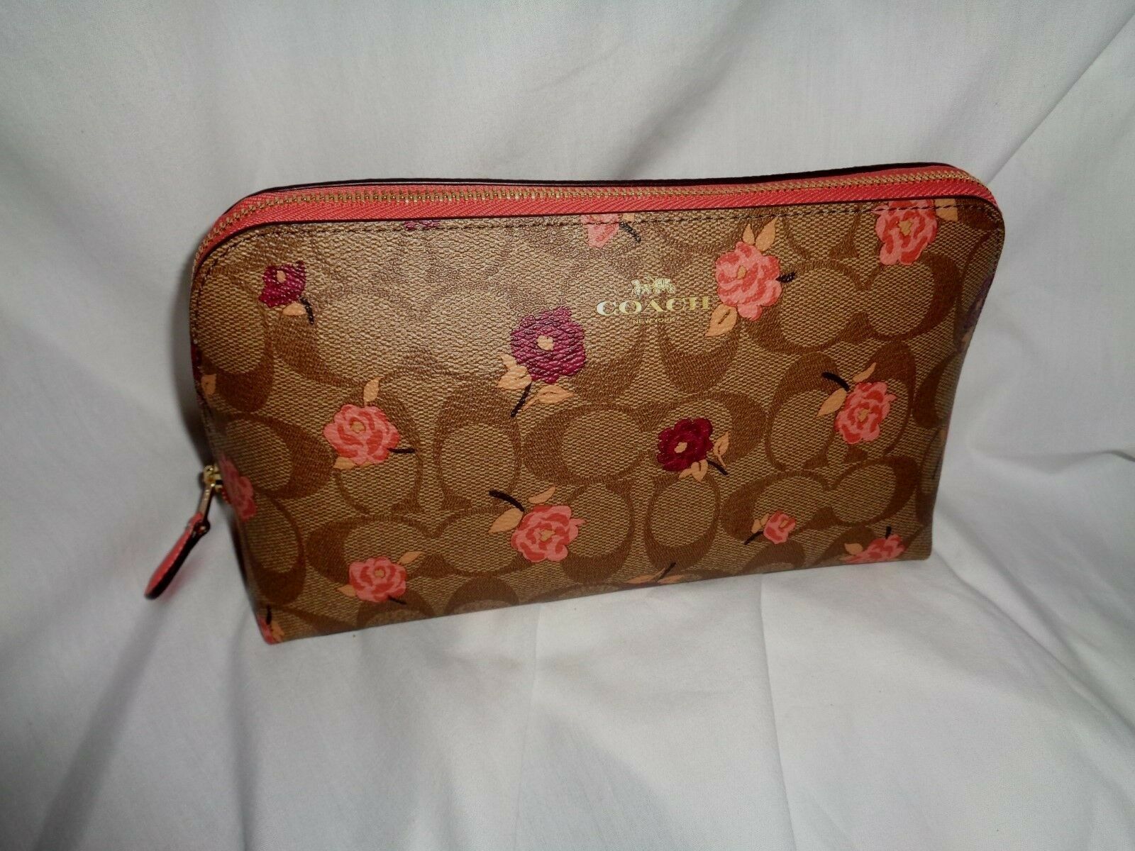 COACH F55640 SIGNATURE PEONY COSMETIC CASE 22 LARGE TRAVEL MAKEUP BAG ...