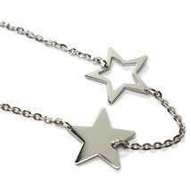 18K YELLOW WHITE GOLD OVAL ROLO BRACELET WITH ALTERNATE FLAT STARS, ITALY MADE image 2