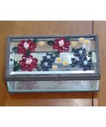Jewelry Box Handcrafted FlowersPaper Quill On Glass  - £32.93 GBP