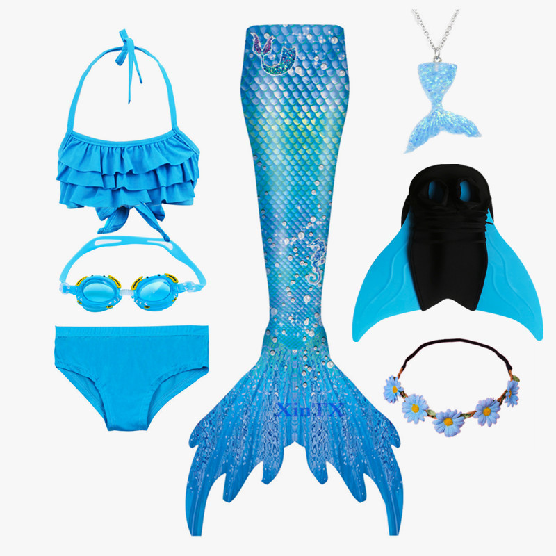 Kids Mermaid Tails With Monofin Swimming Party dress Cosplay Costumes