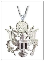AMERICAN EAGLE Necklace - silver cap us military medallion pendant jewelry 24" - $11.99