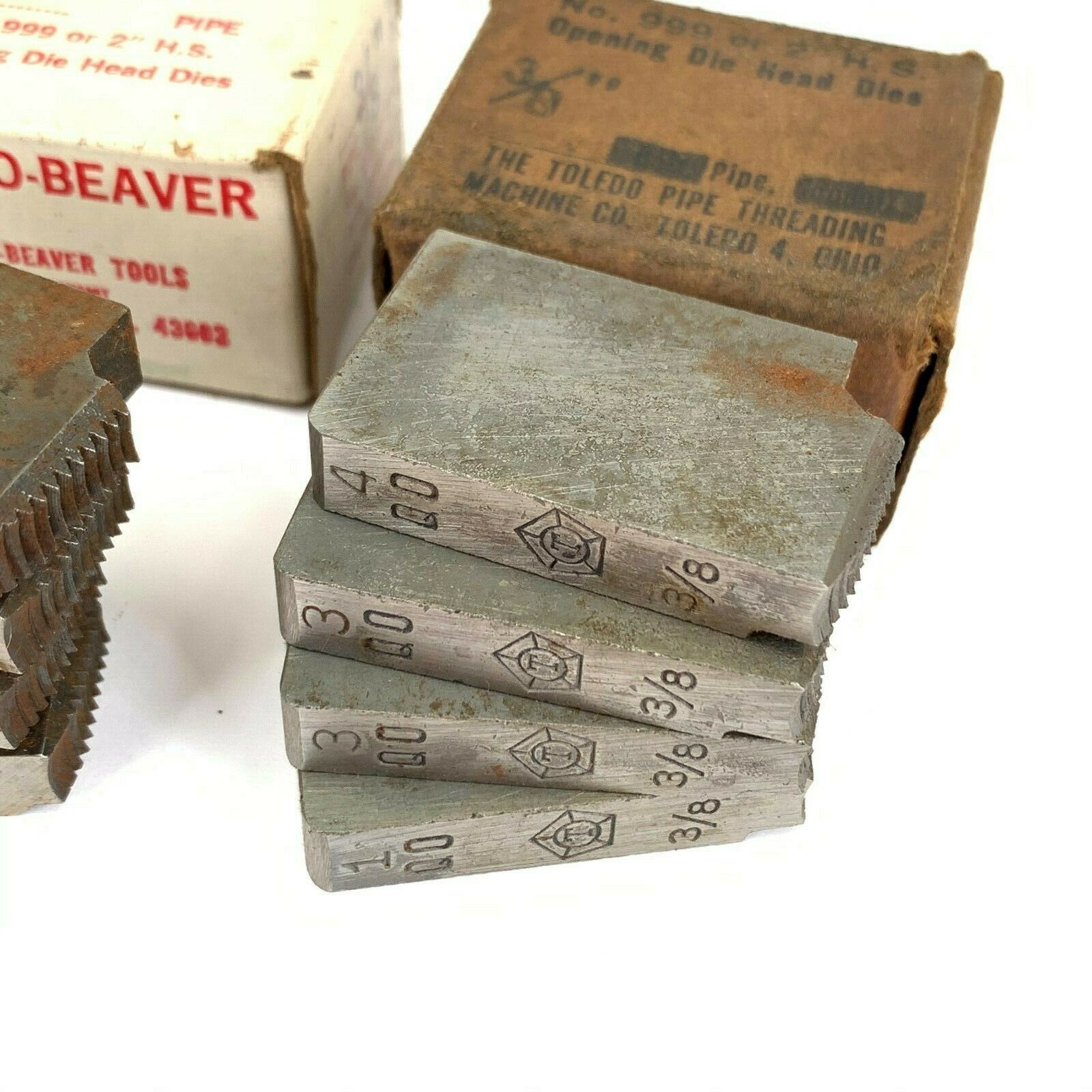 Lot of 3 Vintage NOS Toledo Beaver 3/8" Pipe Threading Dies NPT Pipe