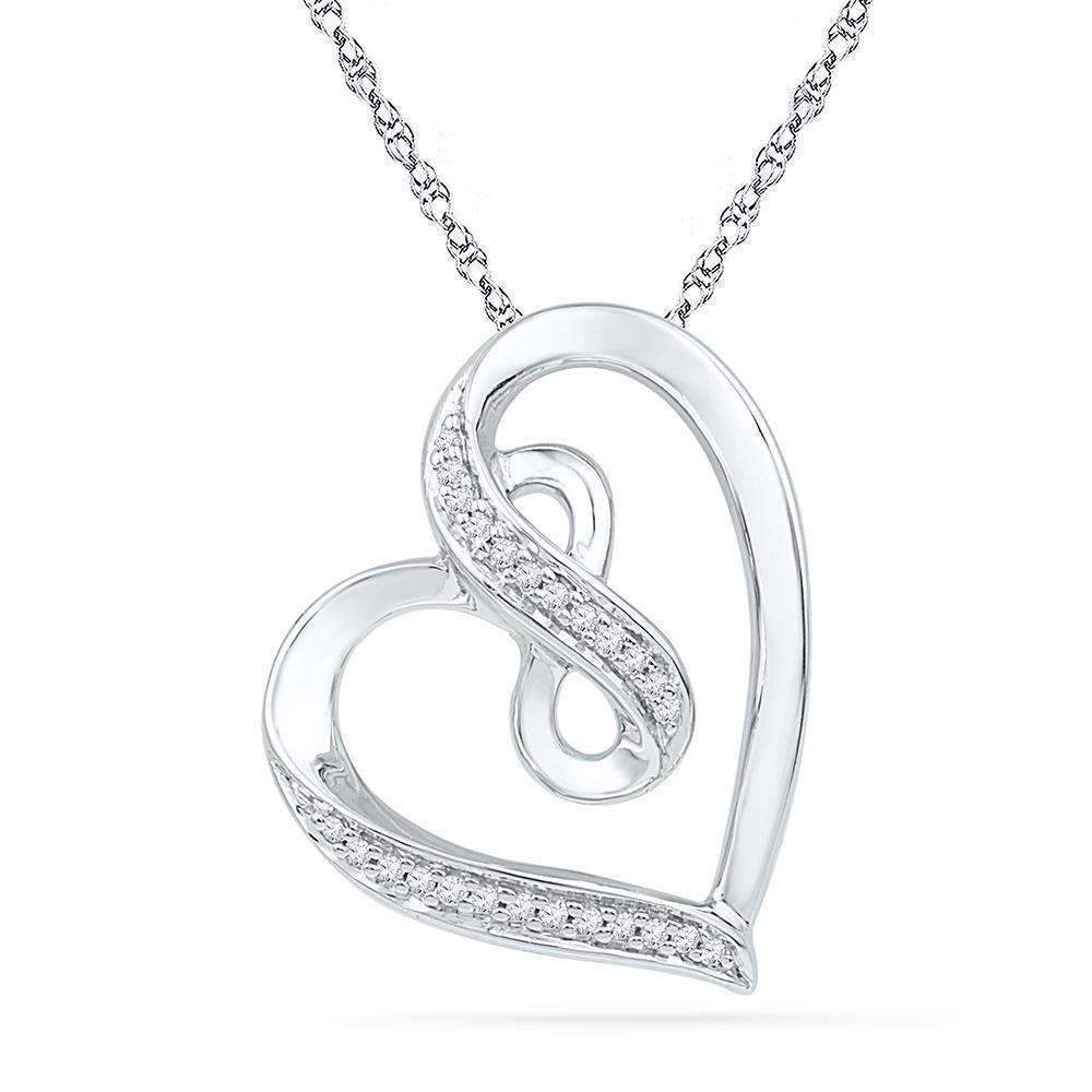 10kt White Gold Womens Round Diamond Heart Infinity Pendant 1-10 Cttw ...