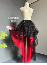 BLACK RED High-low Tulle Skirt Holiday Outfit Wedding Party Layered Tulle Skirts image 2