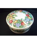 Mikasa fine porcelain covered candy dish Holiday Bouquet gold rim fruit ... - $11.06