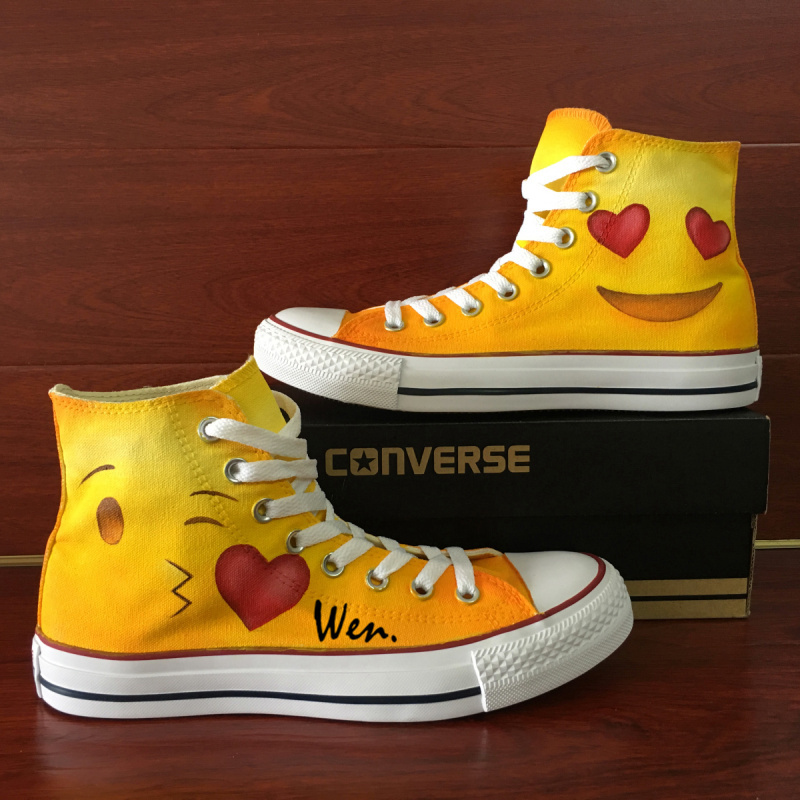 Emoji Hand Painted Shoes Man Woman's Converse Chuck Taylor Canvas Sneakers