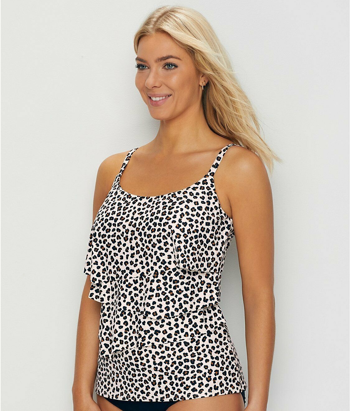 Coco Reef IVORY Cheetah Aura Ruffle Tankini Swim Top, 38E Swimwear