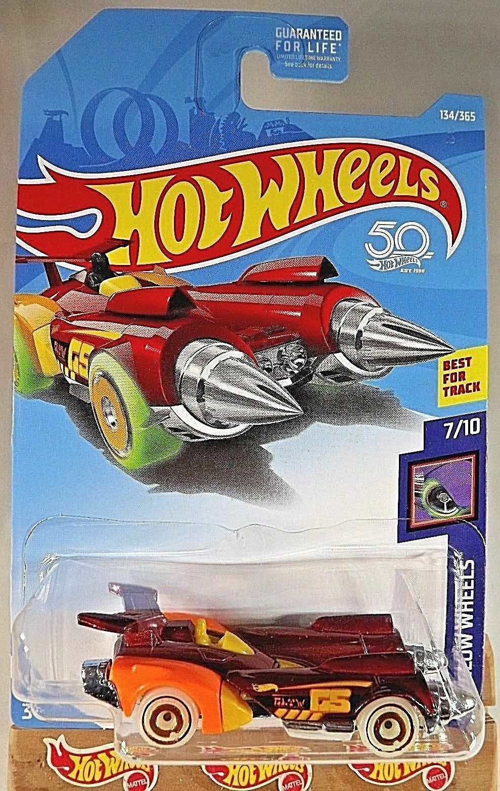 2018 Hot Wheels 134 HW Glow Wheels 7/10 OLLIE ROCKET Red w/Glow Whls