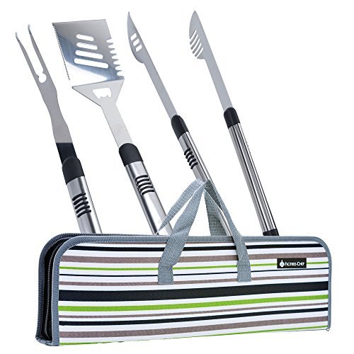 Monbix Grill Brush 3-in-1 Brush Scraper Set 2 Pieces Grilling Accessories Durable and Effective Multi-Function BBQ Tools
