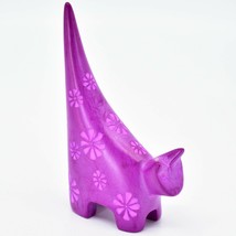 Vaneal Group Hand Carved Kisii Soapstone Fuchsia Tail Up Cat 4.5" Figure