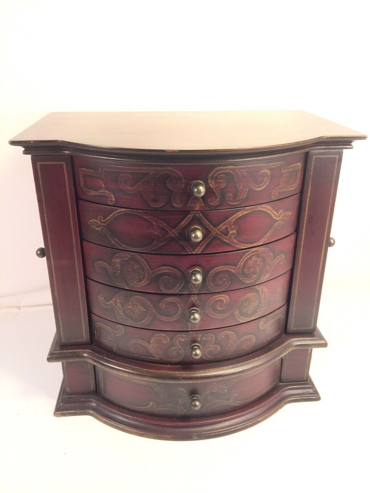 Bombay Company Jewelry Box Stand 5 Drawer 2 Door Display Necklace Ring