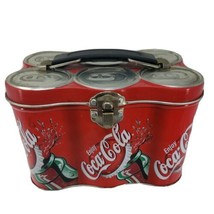Coca-Cola Tin Six Pack Can Shape Mini Lunch Box Vintage 2000 Handle Coll... - $11.99