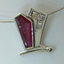 Pink Ruby White Sapphire Handmade 925 Silver Ladies Butterfly Pendant Design 456 - $71.25
