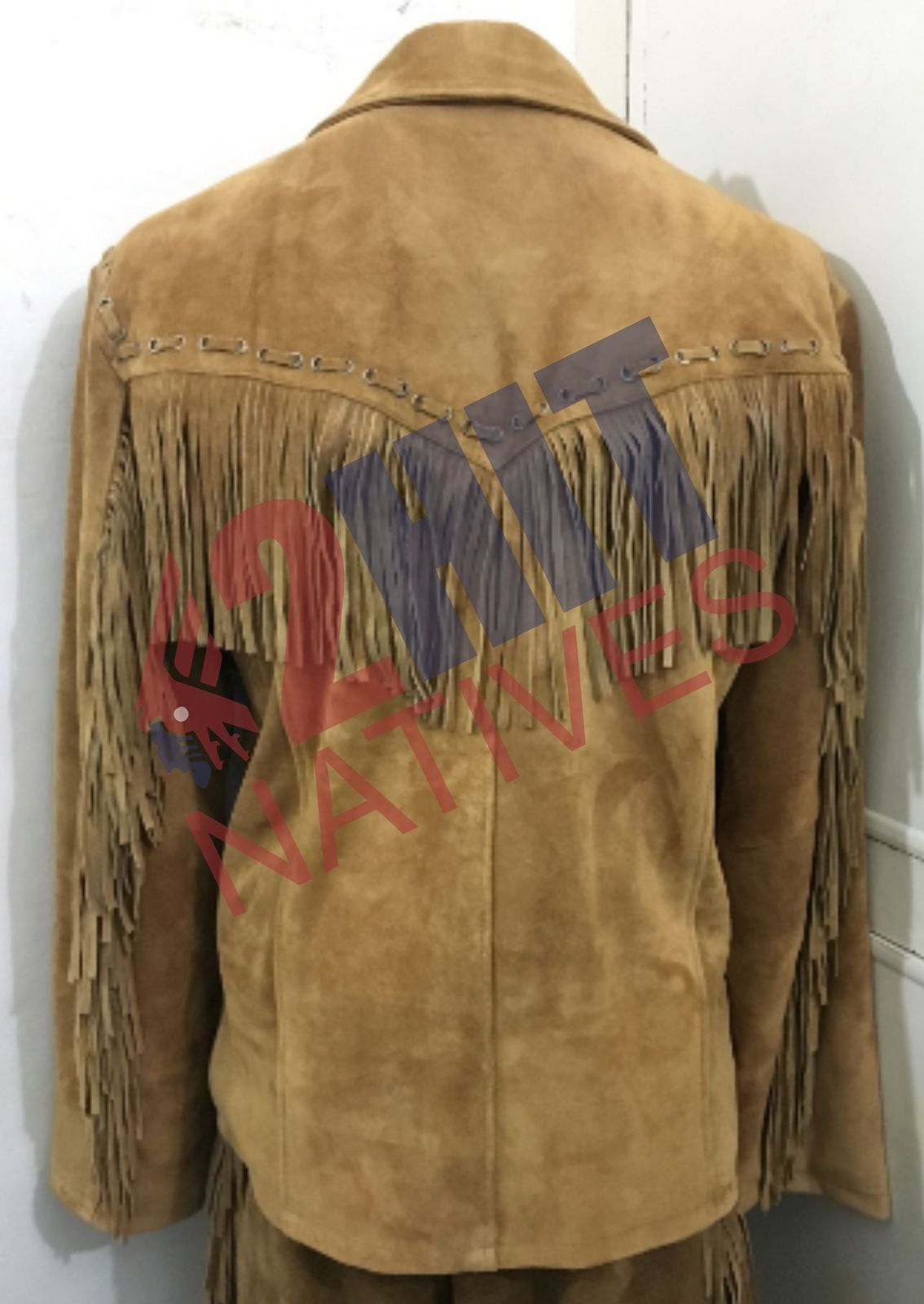 NEW MENS NATIVE AMERICAN BROWN BUCKSKIN LEATHER POWWOW FRINGE JACKET