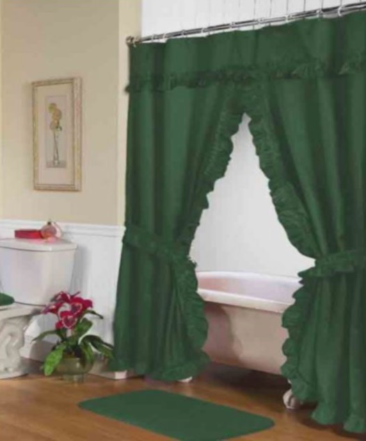 Hunter Green Double Swag Shower Curtain with Peva Liner Shower Curtains