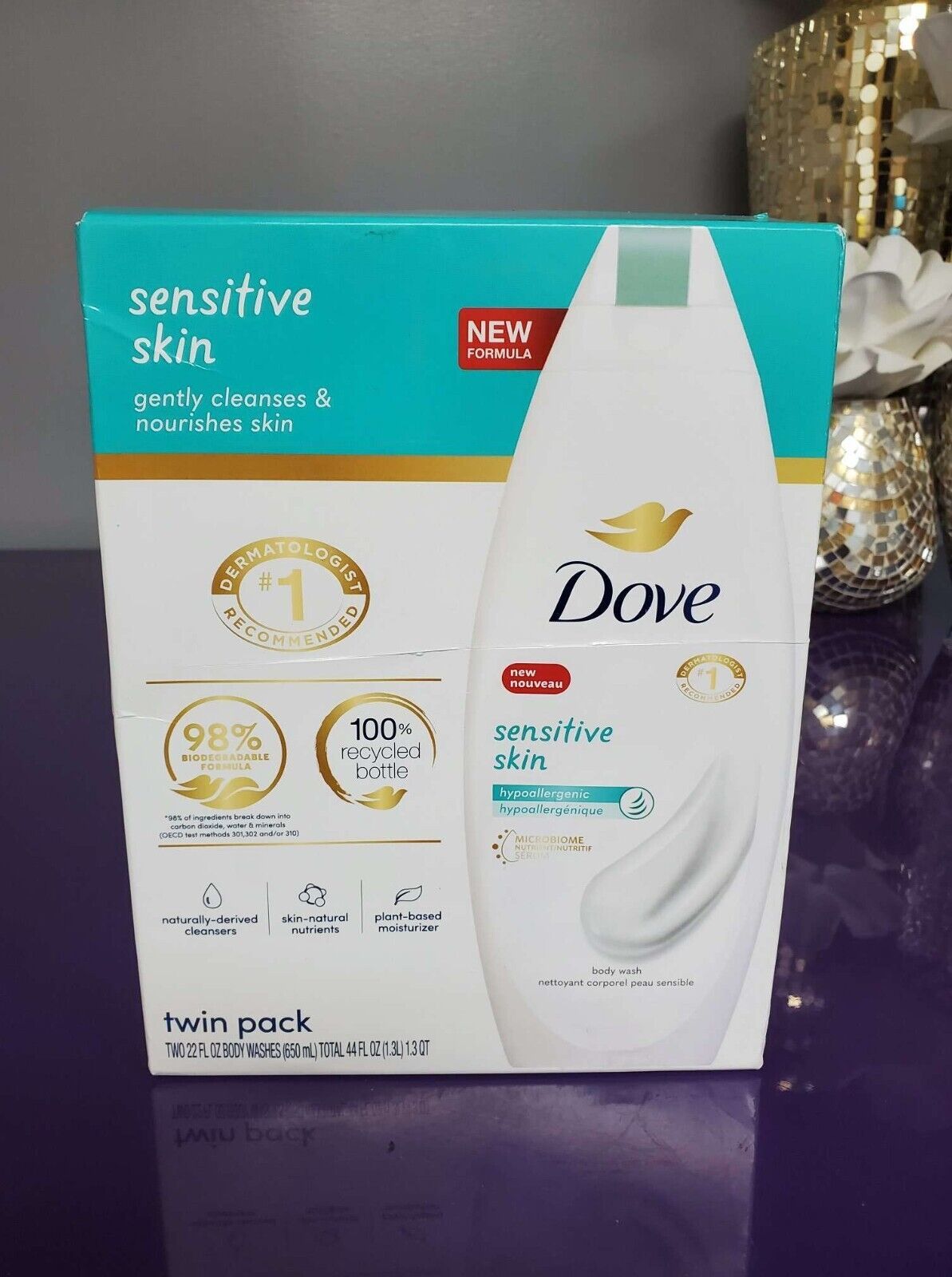 Dove Body Wash Sensitive Skin Unscented Sulfate Free 22 oz / 600 ml Twin pack - $13.75