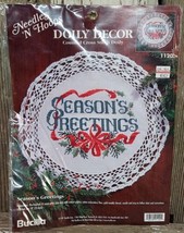 Bucilla Doily Decor Counted Cross Stitch Kit Season&#39;s Greetings Christma... - $9.89