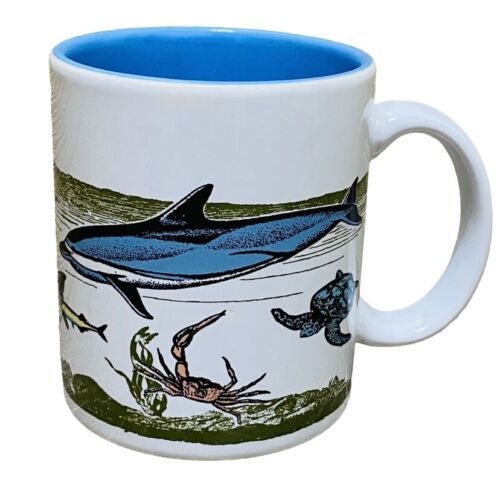 Hallmark Aquatic Underwater Sealife Mug Coffee Cup Dolphin Fish Turtle Nautical - $8.99