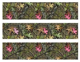 Mossy Oak with Pink Leaves Camo Edible Cake Strips - Cake Wraps - $8.98+