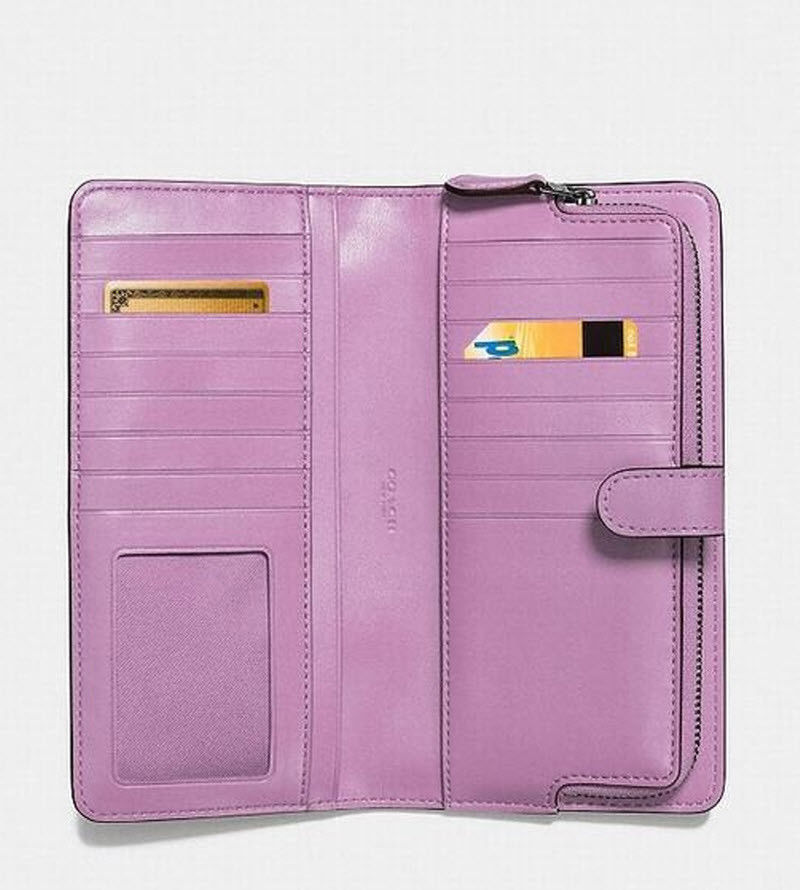 coach metallic lilac wallet