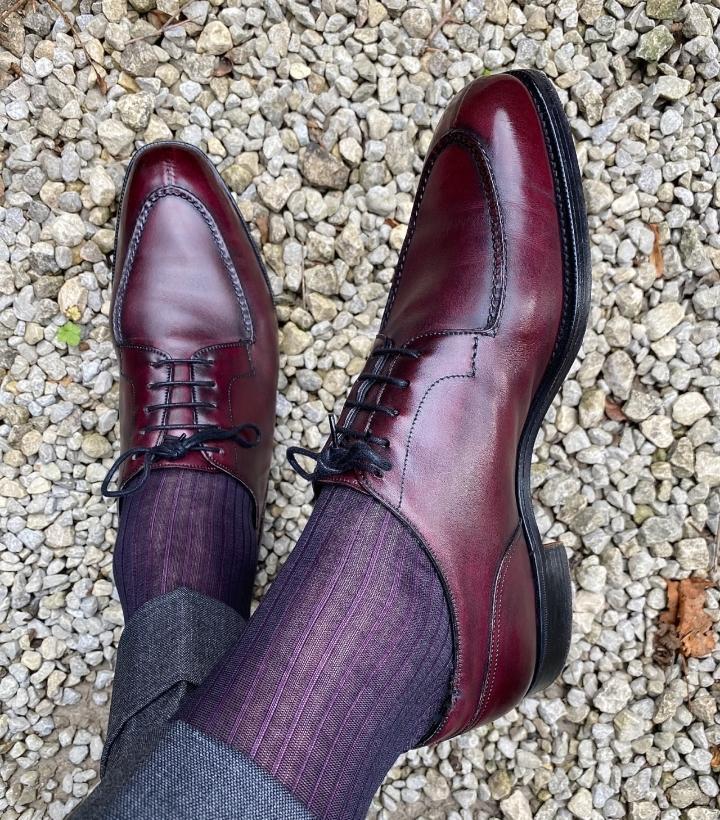 New Handmade Burgundy Split Toe Leather Lace Up Shoes