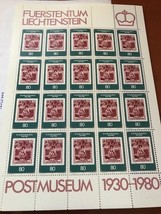 Liechtenstein Postal Museum sheetlet 1980 mnh      stamps - $8.00