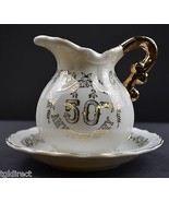 Vintage 50th Anniversary Creamer &amp; Underplate Gold Embellishments Collec... - £11.60 GBP
