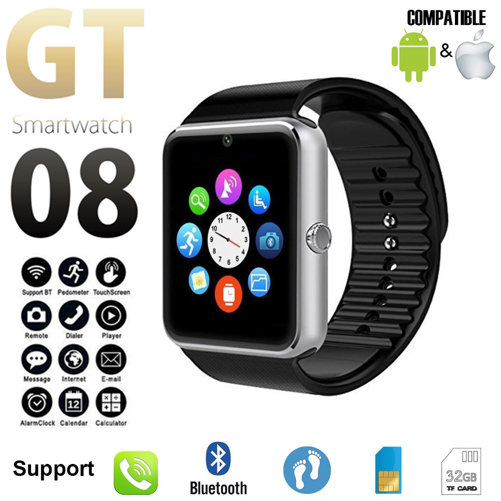 GT08 Touch Screen Bluetooth GSM Smart Wrist Watch Phone Mate For Android IOS