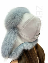 Arctic Fox Fur Hat Saga Furs Aviator Hat Trapper Fur Hat With Leather image 3
