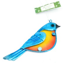 Metal & Glass Bluebird Blue Bird Hanging Suncatcher Ornament